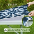 thumbnail image 6 of Blue Tie Dye Starburst Pattern Square Fitted Tablecloth with Elastic Edge,Square Table Cover,Washable Elastic Table Cover for Home Kitchen Party Decor 36"x36", 6 of 6