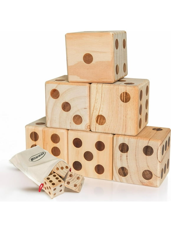 Bolaball Giant Wooden Yard Dice set, Outdoor Game Jumbo Dice Yard & Lawn Games | Jumbo Outdoor/Indoor Dice Set for Adults and Family with 6 Dice |3.5"*3'5 | Backyard Big Dice 20+ Games