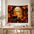 thumbnail image 4 of Viewed Through Arched With Wooden Window, Playful Illustration for Cat Lovers, Animal Wall Decor Room Accent, Halloween Gift, Tapestry Wall Hanging for Bedroom and Dorm, 4 of 6