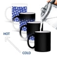thumbnail image 4 of 3drose, Dark Blue Triangle Pattern - White Stamp Textured Printed Look Print, 11oz Magic Transforming Mug, 4 of 7