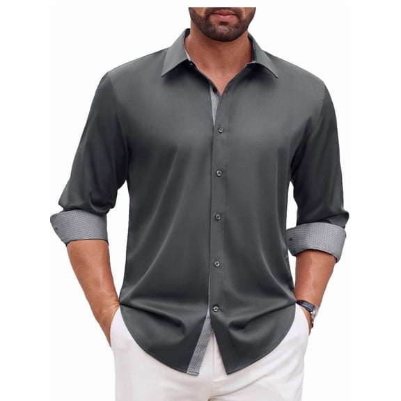 sogami Mens Long Sleeve Stretch Dress Shirts Casual Button Down Shirt
