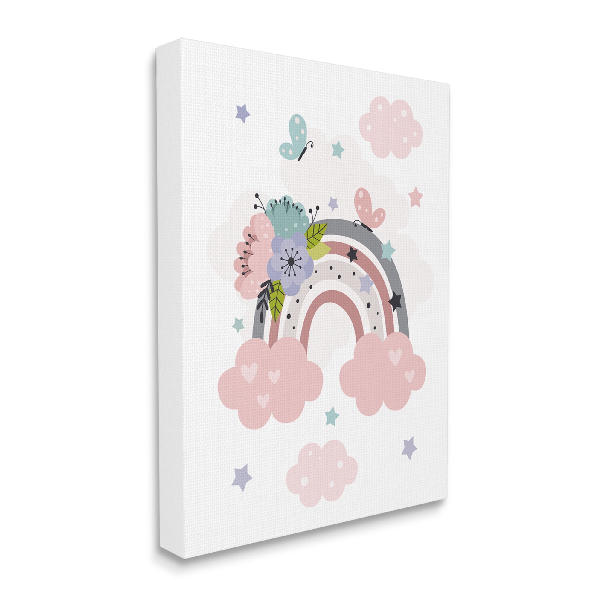 Stupell Industries Floral Blossom Rainbow Botanical & Floral Painting Gallery Wrapped Canvas Print Wall Art, 16 x 20