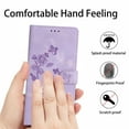 thumbnail image 6 of SaniMore Wallet Case for Google Pixel 8 6.3" 2023,  PU Leather Embossed Flower Shockproof [Card Slots + Cash Pocket + Removeable Wrist Strap] Kickstand Full Protective Business Shell, Purple, 6 of 11