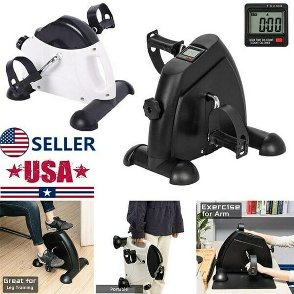 Portable Fitness Pedal Stationary Under Desk Indoor Exercise Machine Bike for Arms, Legs, Physical Therapy with LCD Display Calorie Counter by Wakeman