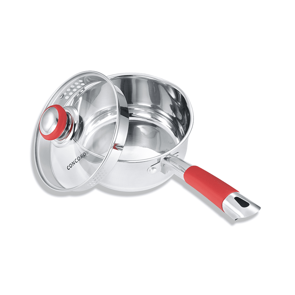 Concord 2 Quart Stainless Steel Saucepan with SIMPLE POUR Vented Glass