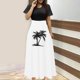 thumbnail image 1 of Puntoco Vestido De Manga Corta Con Cuello Redondo Y Falda Larga Estilo Resort Con Estampado Floral Para Mujer Negro Xl,Regalos Para Mujer Joven, 1 of 5