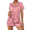 thumbnail image 2 of Red Women's Pajama Sets, Set For Women Short Sleeve On Down Sleepwear Set Classic 2 Loungewear With Pockets,Women Pajama Sets M, 2 of 4