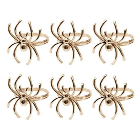 

NUOLUX 6 Pcs Halloween Napkin Rings Alloy Spider Design Hotel Napkin Holders Restaurant Dedicated Serviette Buckles for Dining Party (Rose Gold)