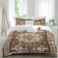 thumbnail image 2 of Brown Boho Bedding 3 Piece Duvet Cover Set Full Size, Retro Western Rustic Ethnic Tribal Patterns Soft Microfiber Comforter Cover with Zipper Closure & Pillowcases, FadeResistant Quilt Cover, 2 of 9