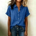 thumbnail image 5 of QUNYINEY Casual Button Down Shirts for Women Work Collared Short Sleeve Tunic Tops Summer Solid Loose Fit Shirts, 5 of 6