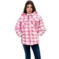 thumbnail image 5 of TrailCrest by Treel Kids Hooded Fleece Jacket – Warm Zip Up Plaid Coat with Pockets, Checkered Winter Outerwear, Pink & White Plaid, 3T, 5 of 5