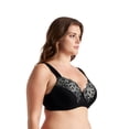 thumbnail image 2 of Curve Muse Plus Size Unlined Minimizer Underwire Bra with Embroidery Lace-3 Pack-GREY,PINK,BLACK-36DD, 2 of 6