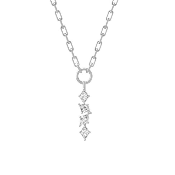 ARAIYA FINE JEWELRY Sterling Silver Round-Shape Lab-Grown Diamond Dangle Pendant with Silver Cable Chain Necklace (1 cttw, D-F Color, VS1 Clarity)18"