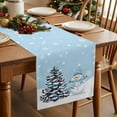 thumbnail image 3 of Christmas Tree Snowman Table Runner 13x36in Non-Slip Cotton Linen Table Runners, Snowflakes on Blue Background Dresser Scarves TableRunner for Dinner Kitchen Dining Wedding Party, 3 of 9