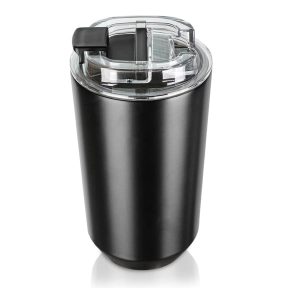 12.6 oz Travel Coffee Mug Stainless Steel Vacuum Cup, Leak Proof Reusable Double Walled Coffee Tumbler for Iced and Hot Drinks Black
