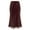 Brown, variant on Women's Elegant Satin Midi Skirt, Silk-like Lace Trim A-Line Slip Skirt, Slim Fit High Waist Tea Length Satin Skirt with Lace Hem