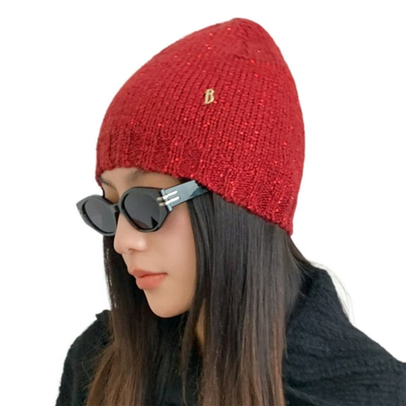 Studded Cap Sequins Hat, Comfortable Knit Slouchy Hat for Fashion Photo Props for Cool Vibing Knit Hat