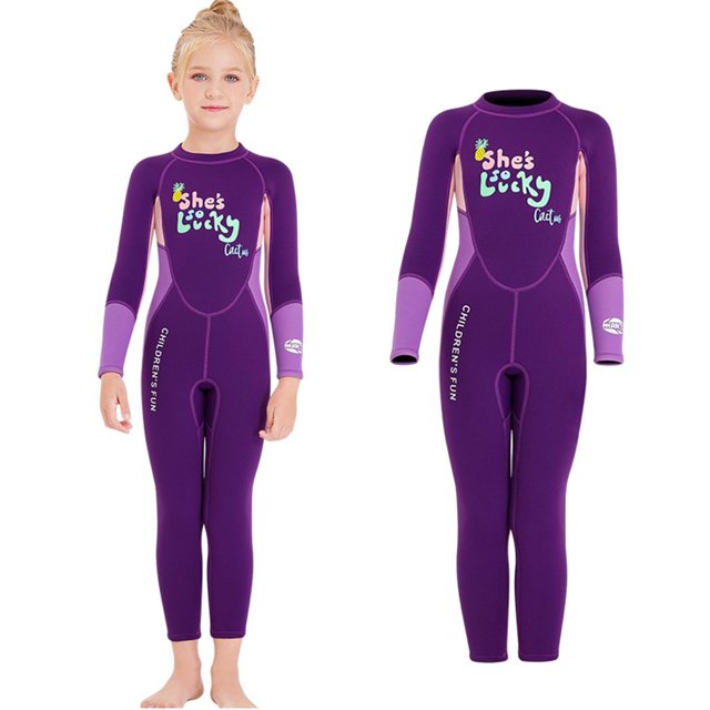 de de neopreno de buceo para niñas con cremallera, cuerpo completo, METRO shamjiam Traje de buceo de una pieza para niños