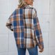 thumbnail image 5 of Camisa a cuadros de manga larga para mujer, diseño de bolsillo en el pecho con botones, abrigo informal holgado a la moda para mujer, azul XL, 5 of 7