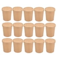 thumbnail image 1 of 50 vasos desechables de 12 oz para sopa caliente, gruesos, de papel kraft resistente al aceite, con tapas (50 vasos de papel + 50 tapas de papel), 1 of 6