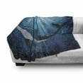thumbnail image 3 of Whale Soft Flannel Fleece Blanket, Vintage Whale Poster Motif on Marine Grunge Backdrop Retro Ocean Graphic, Cozy Plush for Indoor and Outdoor Use, 60" x 80", Petrol and Violet Blue, by Ambesonne, 3 of 6