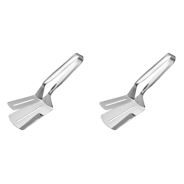 2X Clip de Pala de Doble Cara de Acero Inoxidable, Pinzas de Cocina de Espátula de Acero Inoxidable, Pinza de Espátula Giratoria con Abrazadera para Parrilla