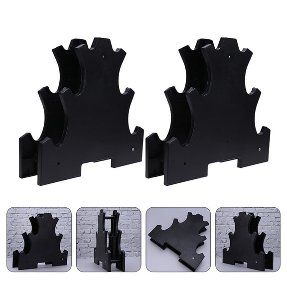 HEMOTON 2pcs Dumbbell Holder in Black for Storage Use Made of ABS Material 3-Tier Design Lightweight and