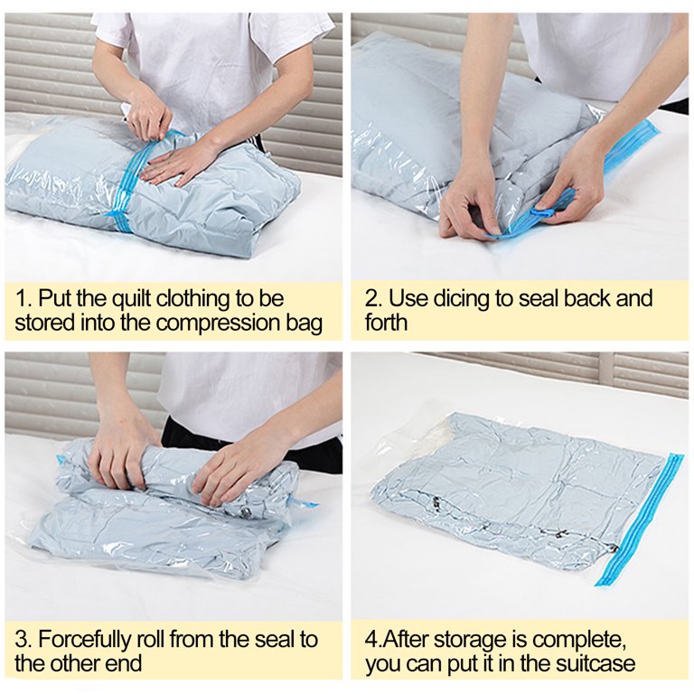 5Pcs Space Saver Vacuum Storage Bags, Hand Rolled Dust Proof Compression  Bags for Travel, Travel Space Saver Bag, Vacuum Sealer Bags for Clothes  (50x70cm/20x28in) 