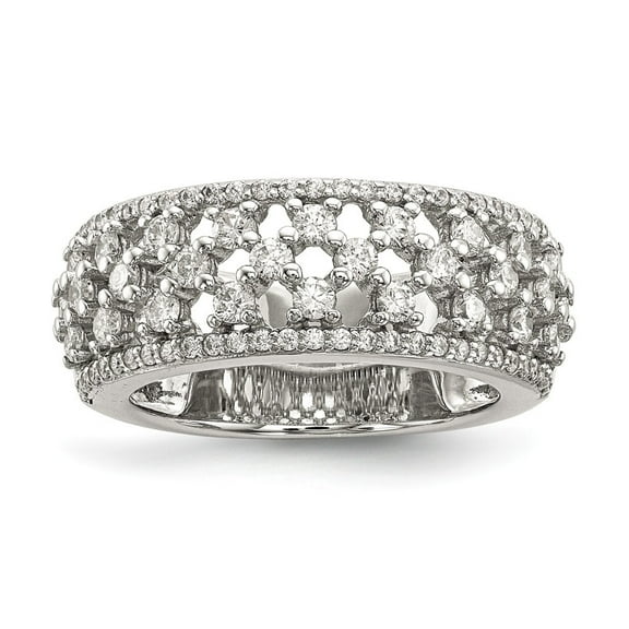 Sterling Silver Cubic Zirconia Ring - Size 8 - Measures 8.6mm Wide <mm Thick