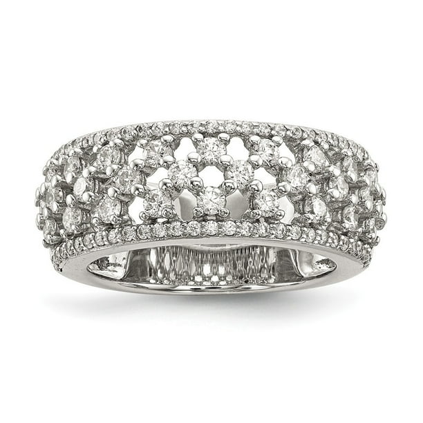 Sterling Silver Cubic Zirconia Ring Size 7 Measures 8.6mm Wide