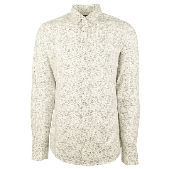 Men's Slim Fit Micro Print Long Sleeves Shirt-BLK-XX-Large