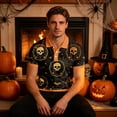 thumbnail image 5 of JULMCOMO Halloween Polo Shirts for Men Pumpkin Skull Spider Web Print Short Sleeve Collared Trendy Loose Fit Golf Shirts Party Graphic Tees Coffee L, 5 of 9