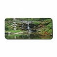 thumbnail image 1 of Japanese Computer Mouse Pad, Cascading Waterfall Pond Under Bridge Reflections of Flowers in Water Pattern, Rectangle Non-Slip Rubber Mousepad X-Large, 35" x 15", Green White, by Ambesonne, 1 of 2
