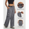 thumbnail image 2 of Baleaf Women's Lightweight Pants Quick Dry Wide Leg Hiking Water Resistant with 4 Pockets Travel Baggy Parachute Cargo Pant Dark Gray L, 2 of 7