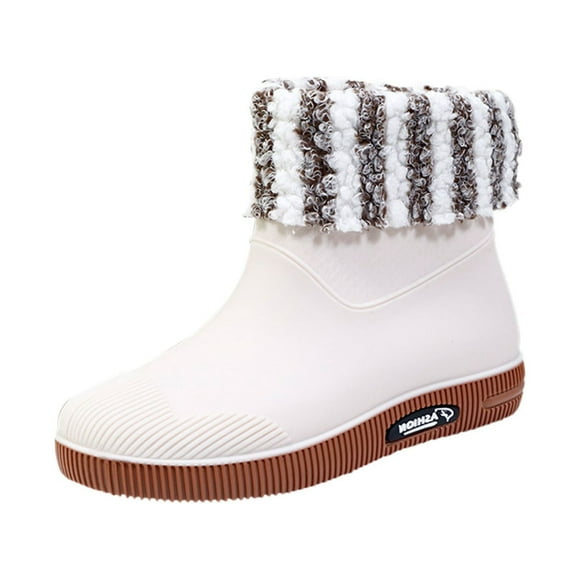 Kcodviy Winter Boots Rainshoes Women Plaid Shoes for Women Short Tube Thermal Water Warmest Boots Ever Made Shoes Students Daily Shoes Women's Tall Winter Boots Women Warm Rain Boots