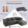 thumbnail image 4 of Gizoon 105" L Shaped Sectional Couch for Living Room, Memory Foam Cloud Sofa with Chaise, Modular Corduroy Floor Sofa, Grey, 4 of 9