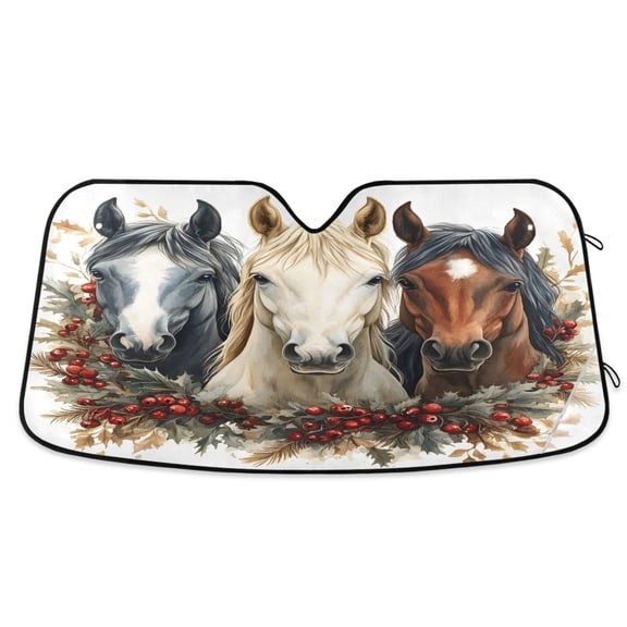 ALAZA Horses Windshield Sun Shade Car Foldable Sun Visor Block UV Rays Protector 55"x27.6"