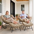 thumbnail image 4 of RADIATA Oversized Papasan Rocking Chairs with Ottomans, Set of 2, 5.1" Cushions and 450 lb Heavy-Duty Rattan Patio Lounge Rocker Set for Porch, Garden, Bedroom, Brown, 4 of 12