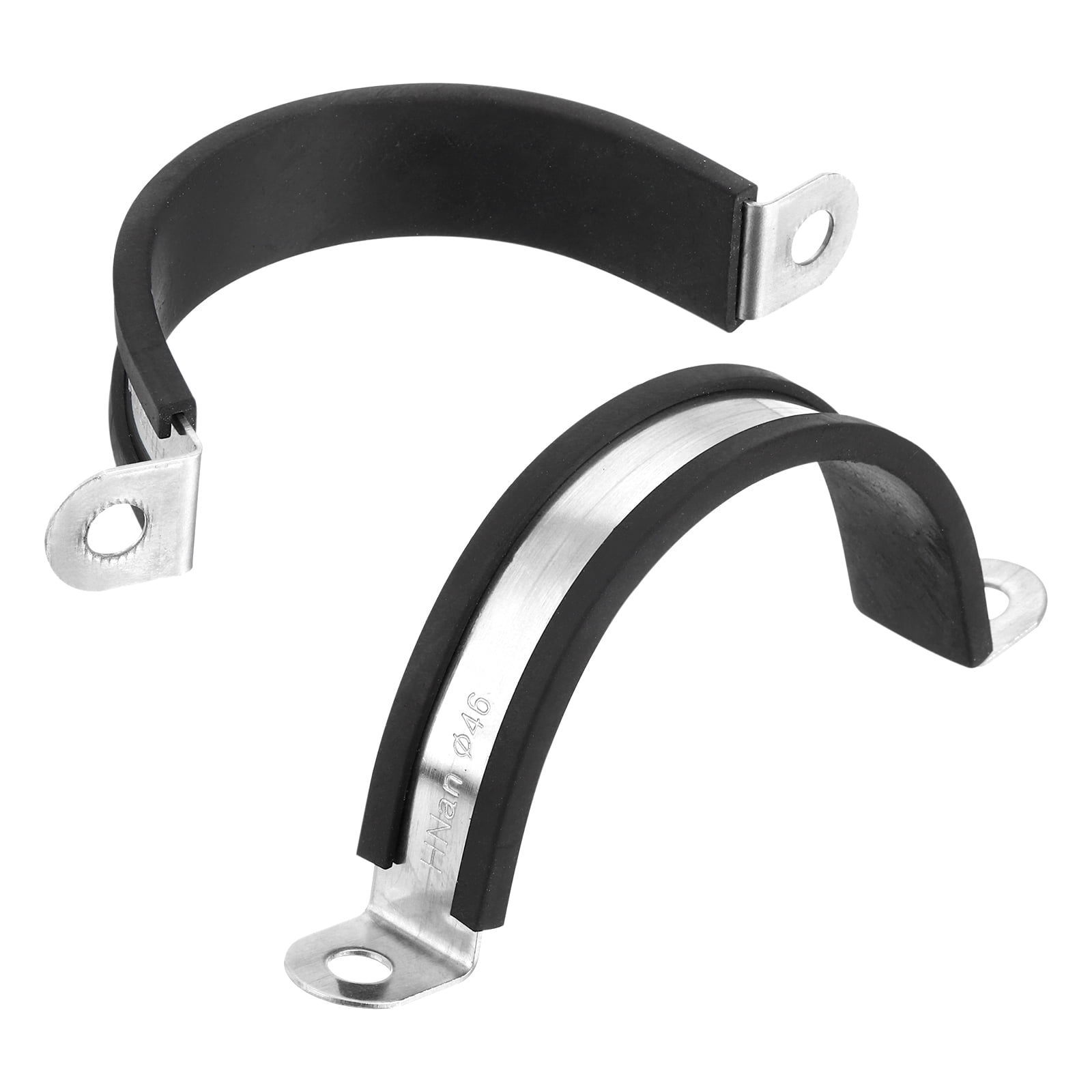 Uxcell 16Pack 46mm Cable Clamps, Stainless Steel Rubber Cushioned U-Tube Strap Clamp