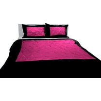 DNG Creations 5 Piece Two Tone Pinch Pleated Duvet Cover With Zipper Closure & Corner Ties 100% Egyptian Cotton ( Solid Black/ Hot Pink - Oversized Queen )
