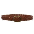 thumbnail image 2 of Women's 1 1/4" Braided Woven Cowhide Top Full Grain Solid Two-Tone 3D Style Vintage Leather Belt, 2 of 2