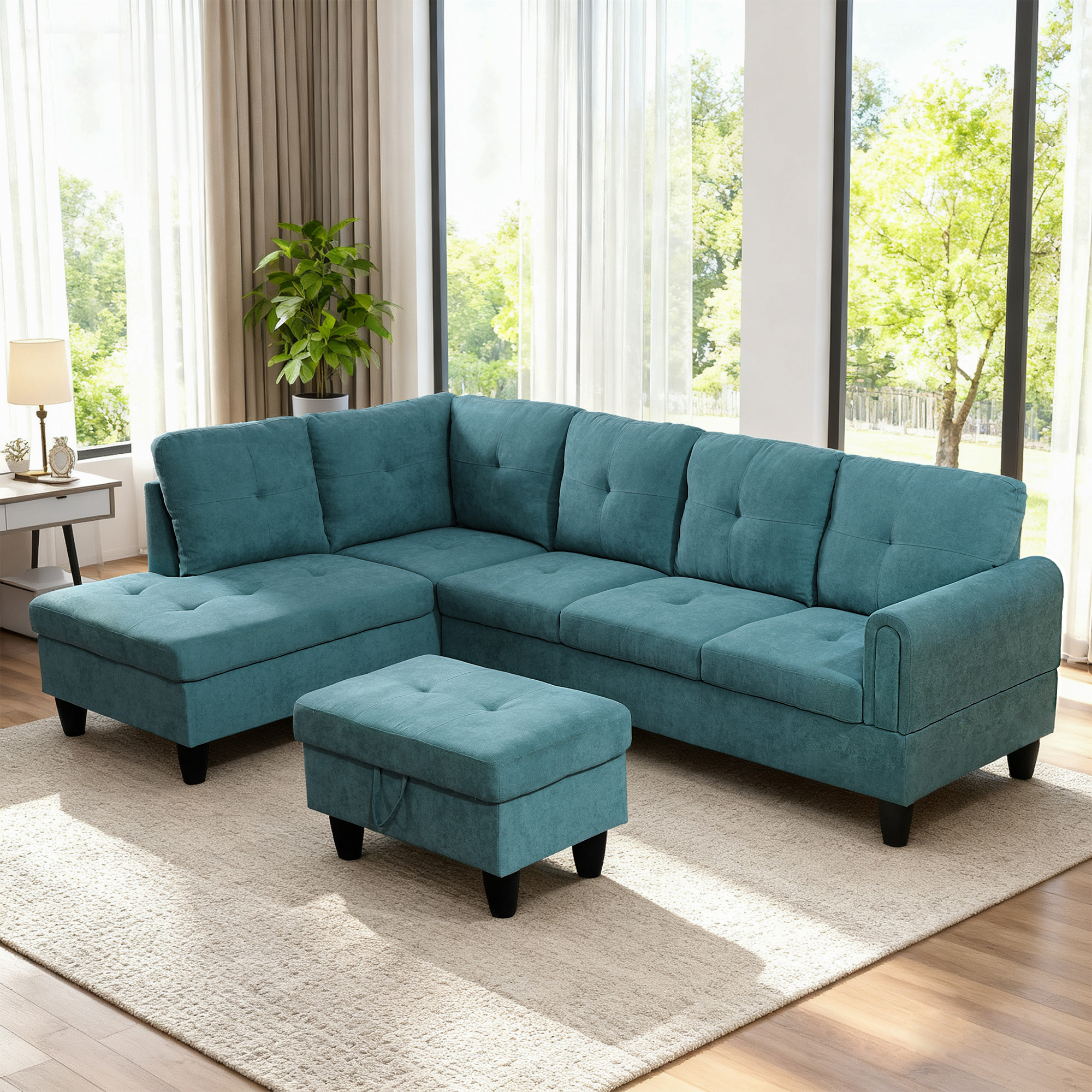 MAYEERTY Modern Adult 3-Piece Couch Living Room Sofa Set，Teal Blue