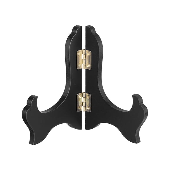 Uxcell Wooden Easel Plate Holder, 4" Small Wood Easels Folding Table Display Stand for Decorative Picture Frame Book Artwork Desktop Ornaments, Black