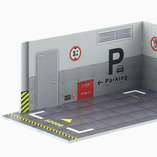 Baohd 1:32 Parking Lot Model Car Diecast Garage for Diorama Collection Background 32008 Gray