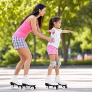 EONROACOO Teen Kids Skates with Light up Wheels, White Roller Skates for Girls Boys(Youth 3)