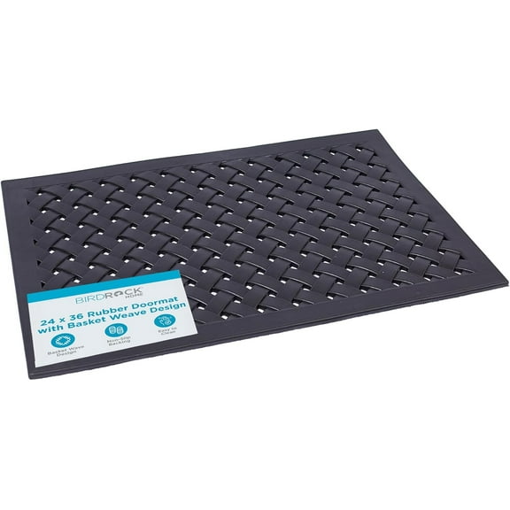 BIRDROCK HOME 24 x 36 Rubber Doormat with Basket Weave Design - Outdoor Doormat - Keeps Your Floors Clean - Decorative Design