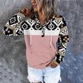 thumbnail image 4 of Pntutb Sudaderas con capucha para mujer, sudadera con capucha azteca para mujer, suéter con estampado geométrico, manga larga, cuello de tortuga, camiseta con cordón, sudaderas con bolsillo Pntutb Pntutb-7899, 4 of 7