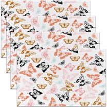Butterfly Table Place Mats Butterfly Decorations Table Place Mats Set Girls Colorful Butterfly Placemat for Kitchen Dining Table 18"x12" Multicolor Placemats Set of 4 for Boys Girls Kids Adults