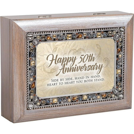 - Cottage Garden JM334GB Happy 50th Anniversary Jeweled Pewter Colored Keepsake Music Box plays You Light Up My Life