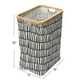 thumbnail image 2 of Household Essentials Bamboo Rimmed Rectangular Krush Hamper with Cutout Handles, Black and White, 2 of 9